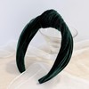 Bowbear Plush Velvet Top Knotted Wide Headbands, Forest Green