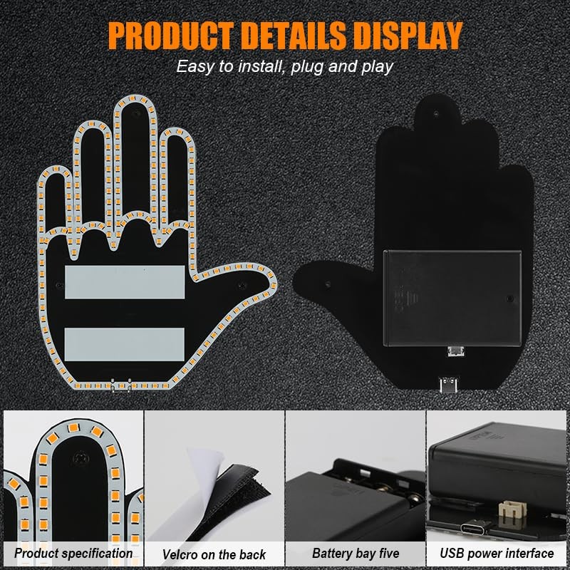 Fun Gesture LED Decorative Light, Super Bright Display, 7 Gestures,