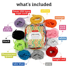 Incraftables 5mm Rope Cord (10 Colors). Best Cotton Macrame Cord (15ft per Color). 3 Strands Twisted String Rope Cord for Wall Hanging, Plant Hangers, Crafts, Gift Wrapping & Wedding Decorations