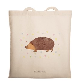 Mr. & Mrs. Panda Tote Bag Hedgehog Hearts - Gift, Good Mood, Kiss, Animals, Bag Bag, Laptop Bag, Shopping Bag, Funny Sayings, Shopping Bag, Fabric Bag, Love, Animal Motifs, White