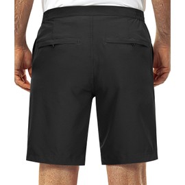 33,000ft Mens Golf Shorts 9 inch Inseam Quick Dry Elastic Waist Classic-Fit Drawstring Dress Shorts Hiking Fishing Business Black