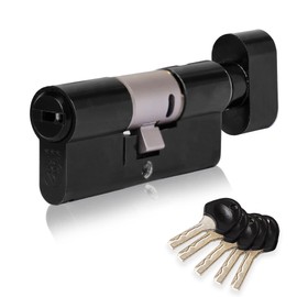 XFORT Colossus Matt Black 3 Star Kitemarked Thumb Turn Euro Cylinder Lock 35EX/35T (70mm), British Standard TS007 Anti-Snap Barrel Lock, Upvc Door Lock.