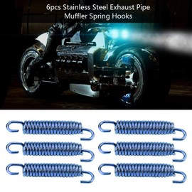 Qiilu Motorcycle Exhaust Pipe Spring Hook 6pcs 65mm Stainless Steel Muffler Exhaust Spring Hook for Motorcycle Scooter ATV Blue