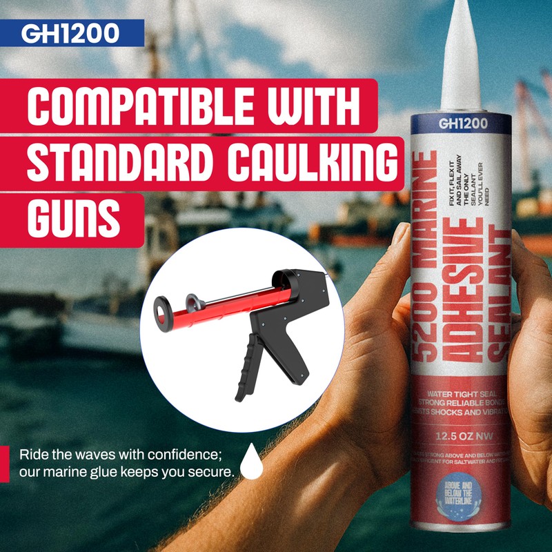 GH1200-5200 Marine Sealant White - 12.5 Oz Smoothly Dispenses Boat