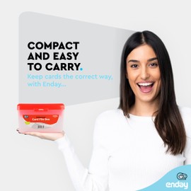 Index Card Holder Red, 3x5 Note Flash Card Organizer Case, Stackable Index Card File with flip top, Notecard Recipe Purple, Red, Green, Blue, Grey, Pink Holder, Holds 250 Cards – by Enday