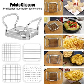 Outbit Kartoffelschneider, 5-in-1-Edelstahl-Kartoffel-Fruchtschneider, Hacker, Zerkleinerer, Pommes-Frites-Werkzeug für die Küche (13.2cm*9.7cm*6.6cm)