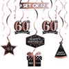 LINGTEER Happy 60th Birthday Decorations - 12Pcs Birthday Black &