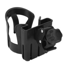Universal Stroller Cup Holder with Phone Slot, Multifunctional Adjustable Angled Portable Drink Caddy for Wheelchair, Walker and Baby Strollers (Cool Black)