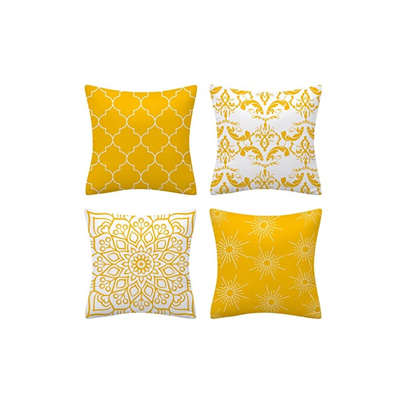 Set of 4 Luxton Home Decoration Yellow Cushion Covers, Soft