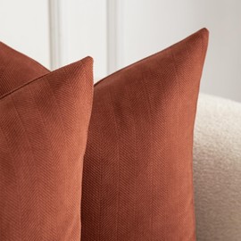 Mandioo Pack of 2 Chenille Cushion Covers Soft Comfortable Durable Throw Pillow Cases for Home Decor Sofa Couch Living Room Bedroom 12 x 20 Inch 30x50 cm Rust