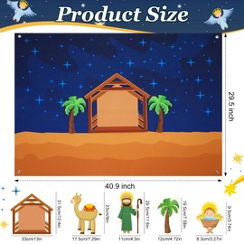 Batiyeer 31 Pcs Nativity Felt Set for Toddlers Kids Birth of Jesus Felt Figures Interactive Story Board Pieces Baptism Communion Church Faith Catholic Christian Activity Santa Xmas Christmas(Classic)