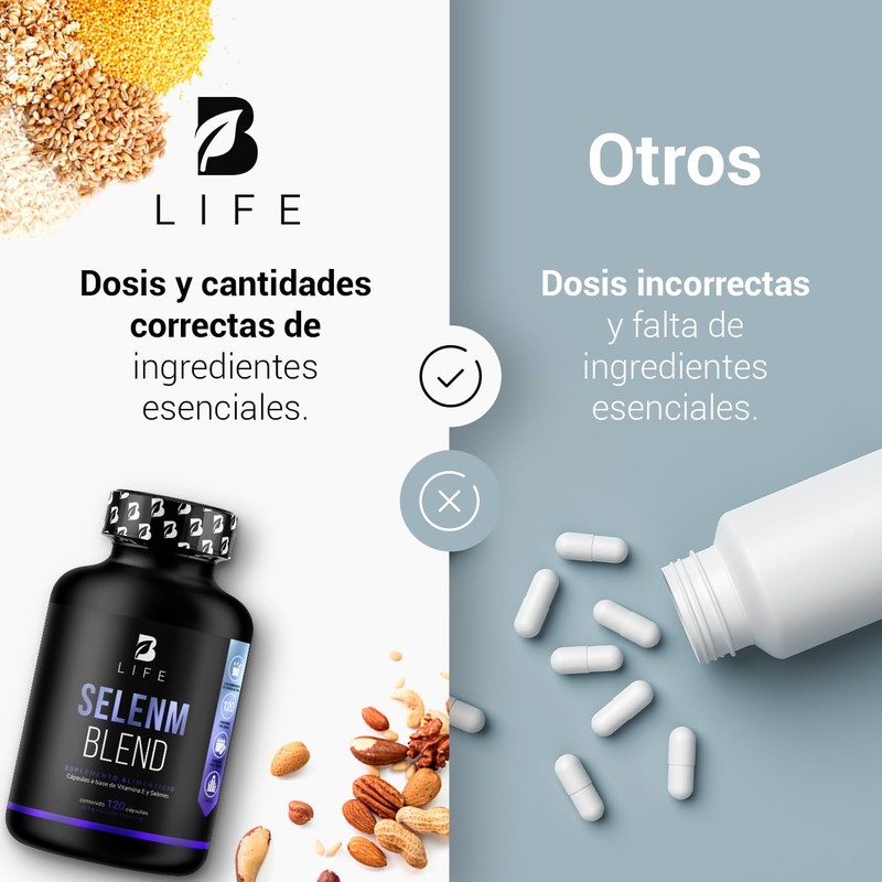 Selenio de 120 Cápsulas. Ingredientes naturales: con Vitamina E para