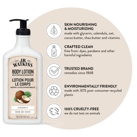 J.R. Watkins Daily Moisturizing Body Lotion, Coconut, 18 fl oz, 2 Pack