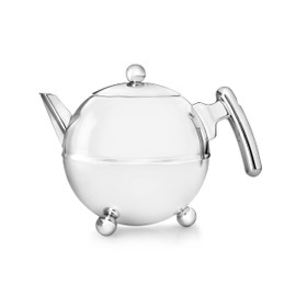 Bredemeijer 1.2 L Stainless Steel Teapot Bella Ronde with Chromium Fittings, Silver