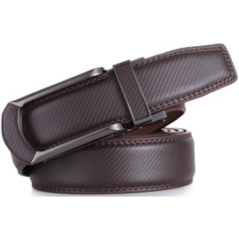 Marino's Mens Genuine Leather Ratchet Dress Belt with Open Linxx Buckle - Dillettante - Amber - Adjustable from 28" to 44" Waist