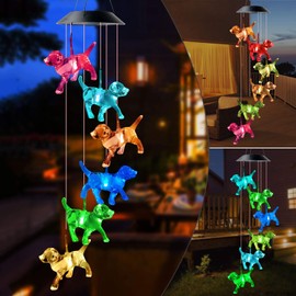 JOBOSI Dog String Light Wind Chimes, Solar Wind Chimes, Dog Gifts, Gifts for Dog Lovers, Cute Dog Decoration, Garden Decor