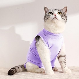 Cat Surgery Recovery Suit for Abdominal Wounds or Skin Diseases, Kitten Onesies After Surgery Wear Anti-Biting Licking, Breathable E-Collar & Cone Alternative for Cat(Purple, Small)