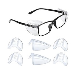 AIMALL 4 Pairs Clear Eye Goggles Side Shields Protection Universal Flexible For Glasses, Flexible TPU Protection, Lightweight Design for Safety Glasses, Contoured for Comfort