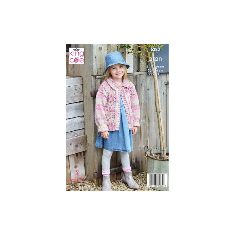 King Cole Aran Knitting Pattern - 6223 Children's Jacket &