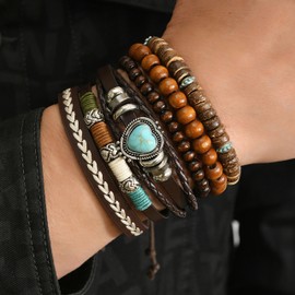 Long tiantian Boho Bracelets for Women Stackable Wooden Bracelets Popular Western Turquoise Bracelet for Women Trendy Jewelry 2025 Gifts Stocking Stuffers