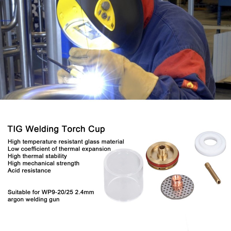 5Pcs/Set TIG Welding Torch Cup Brass Glass Cups Collet Nozzle