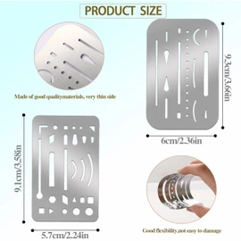 4 Pcs Erasing Shields Stainless Steel Drawing Template Shields Drafting Tools Metal Eraser Shields Tool for Mechanical Drawing Engineering Design