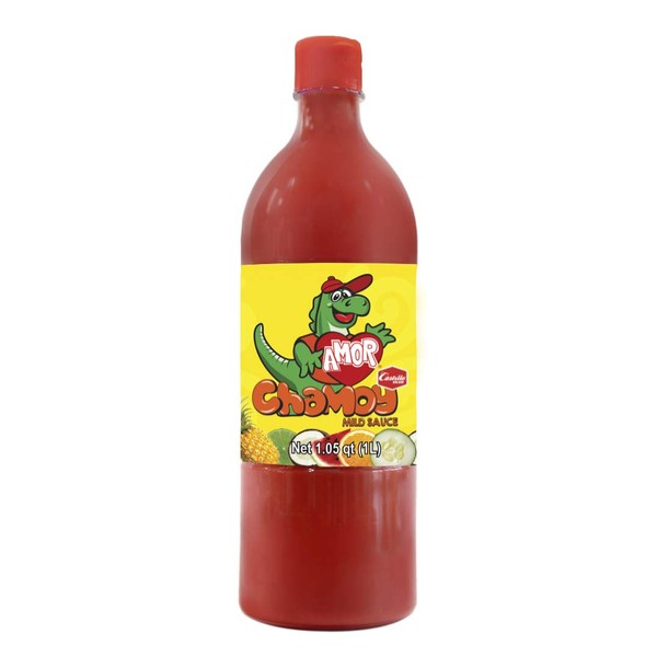 Amor Chamoy Red Sauce | Tangy Citrus with Smooth Dried Chilis | 2,500 Scoville Level | Versatile Sauce for Snacking or Grilling | Use on Fruits, Nuts & Snacks | 33 Fl Oz Bottle (Pack of 12)