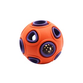 WishLotus Dog Ball Toy, Dog Interactive Toy with Ring Bell Squeak Toys Dog Rubber Bouncy Ball Pet Exercise Game Puzzle Ball to Increase IQ Search & Catch Bite Resistant Chewing Toy (L, Orange&Purple)