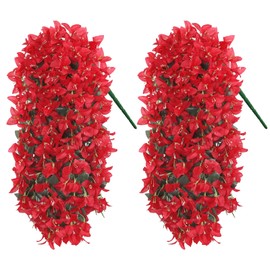 UXORSN 2pcs Fake Flowers Bougainvillea Artificial Flowers UV Resistant Faux Hanging Plants Vine for Indoor Outdoor Planter Vase Home Porch Garden Wedding Summer Decor (Red)