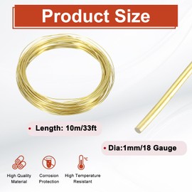 sourcing map 1mm/18 Gauge Copper Wires for Jewelry Making, 1 Roll Craft 10m Tarnish Resistant Beading Wires for Jewelry Making Supplies(Bright Gold)