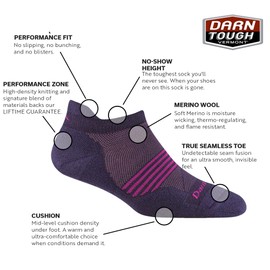 Darn Tough Women's Element No Show Tab Lightweight Sock (Style 1112) - Blackberry, Large
