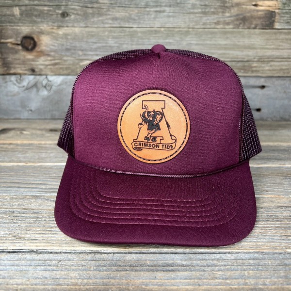 Youngan ALABAMA ROLL TIDE LEATHER PATCH FOAM TRUCKER RETRO HAT
