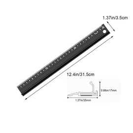 30CM Raised Grip Aluminium Ruler Cutting Ruler Metal Craft Safety Ruler Multifunctional Protective Ruler for Length Measurement(Black)