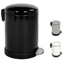 FurnitureXtra™ Classic Style Powder Coated Soft Close Pedal Bin, Plastic Inner bucket, Metal Lid, 3L(Black)