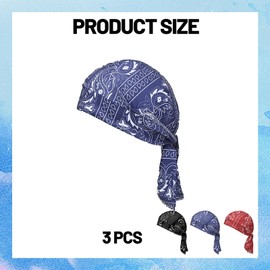 Huybaa Set of 3 Paisley Bandanas Multifunctional Headscarf Neck Scarf Hip Hop Accessories Nylon