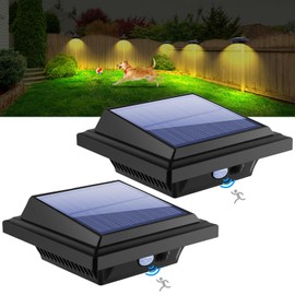 KEENZO Solar Gutter Lights - Bright Solar Powered led Fence Light with 25 LED, Waterproof Outdoor Lighting for Garden Deck Backyard Pathway Eaves Wall (Warm White Light_2 PCS, Black)