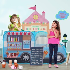 LimitlessFunN Ice Cream Truck Pop Up Kids Play Tent | Includes Carrying Case |, Children Indoor Icecream Playhouse for Boys, Toddlers, 25.6" D x 55" W x 29.5" H (Ice Cream)
