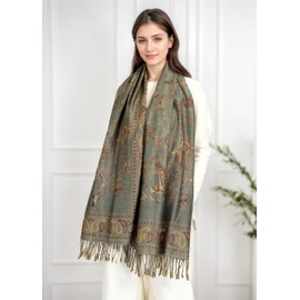 Achillea Reversible Festival Pashmina Rave Scarf Shawl Wrap (Sage Green)