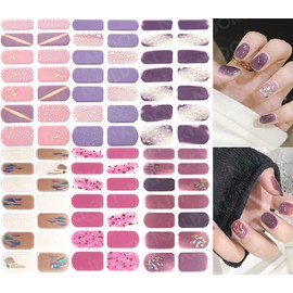 NAILDOKI Nail Stickers 6 Sheets x 14 Pieces Full Wraps Nail Polish Strips, Self-Adhesive Gel Nail Art Decals for Women Girls