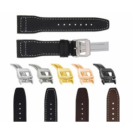 Ewatchparts 20-21-22-23mm Leather Watch Band Strap With Deployment Clasp Compatible With IWC Pilot Portuguese Top Gun