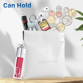 FARWAYVIEW Minimalist Squeeze Coin Purse, Elegant White Vegan Leather Pouch for Women & Men, Small Change Holder for Cash, Keys & Travel Essentials (1 Pack)