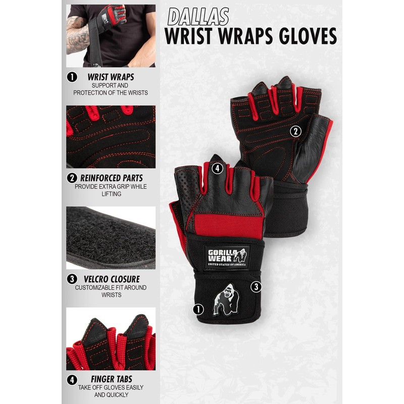 Gorilla Wear Dallas Wrist Wrap Gloves – Black - X-Large