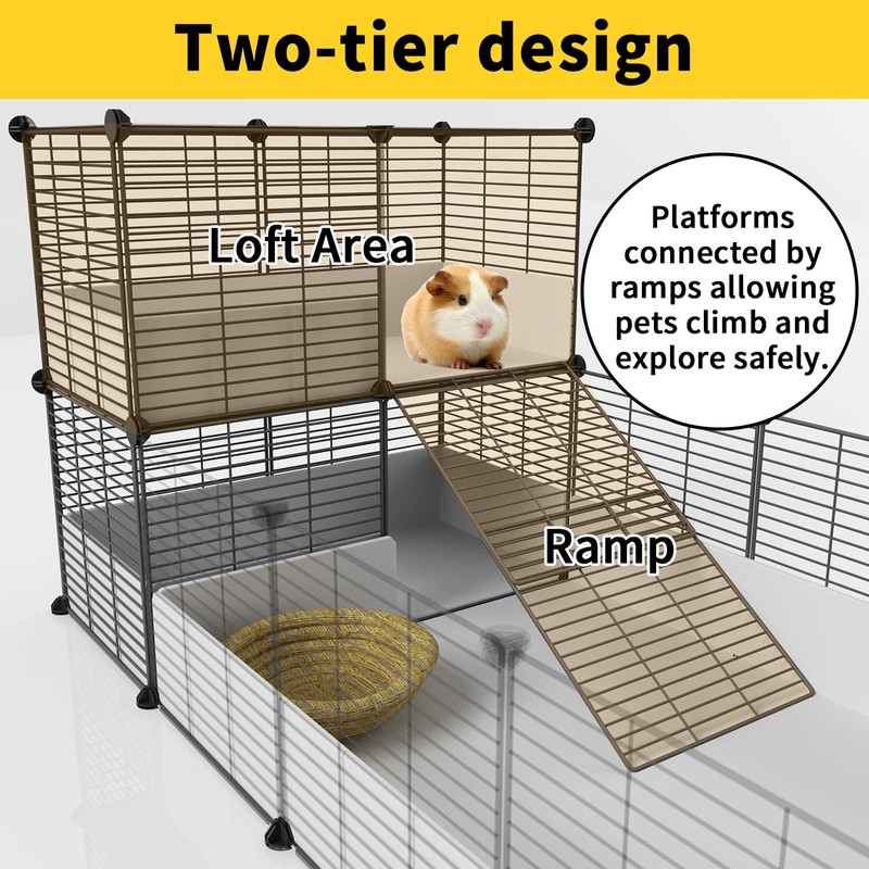Oneluck Guinea Pig Cage,Indoor Habitat Cage with Waterproof Plastic Bottom,Playpen