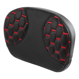 Hexagon Honeycomb Pattern Passenger Sissy Bar Backrest Pad For Harley Touring Road King Street Electra Glide 1995-2023 (Black Red)
