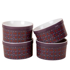 Paw Print Ramekin - Set of 4, 14 onces, Dishwasher and Oven Safe (Paws & Sprigs)