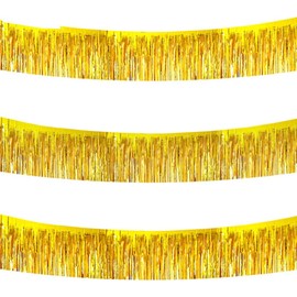 3 Packs Metallic Foil Fringe Garland Silver Wall Hanging Tinsel Fringe Banners for Car Parade Floats Bridal Shower Wedding Birthday Easter Graduation Holiday Party Decoration(30 Feet)