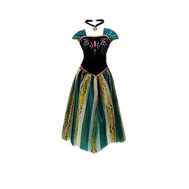 Princess Elsa Anna for Women Coronation Dress Adult Costume Cosplay Christmas (Green, M)