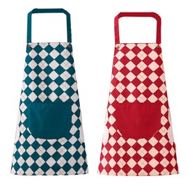 DILLMAN 2 Pack Floral Aprons with Pocket, Blooming Womens Aprons Waterproof Adjustable Cooking Aprons for Kitchen Gardening and Salon (2Pack #D)