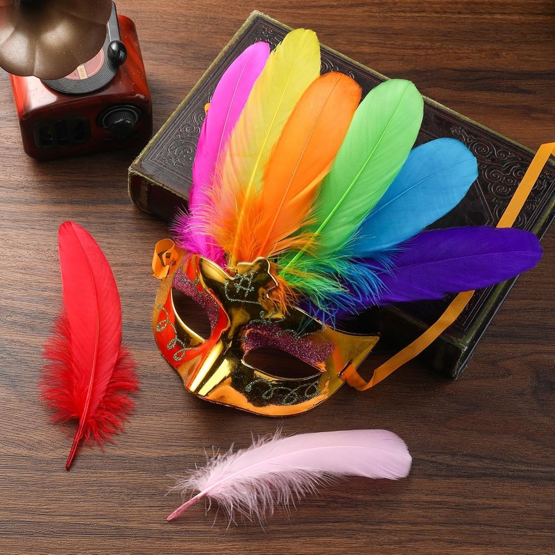 Ballinger Large Colored Goose Feathers Bulk for Crafts,120 PCS,6-8 Inch
