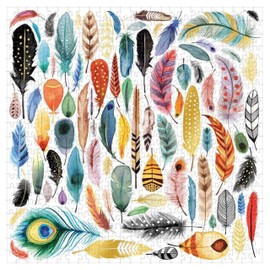 Galison Feathers 500 Piece Jigsaw Puzzle for Adults and Families, Bird Feather Foil Puzzle with 500 Pieces and Bird Feathers from Around The World